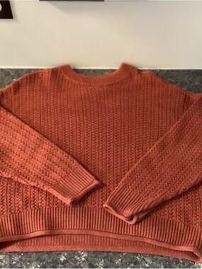 Universal Thread Rust Orange Textured Crewneck Sweater
